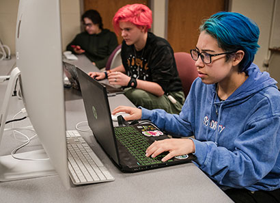 Students working on their computers.