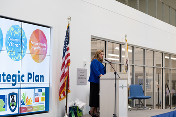 Dr. Suddick speaking at the event