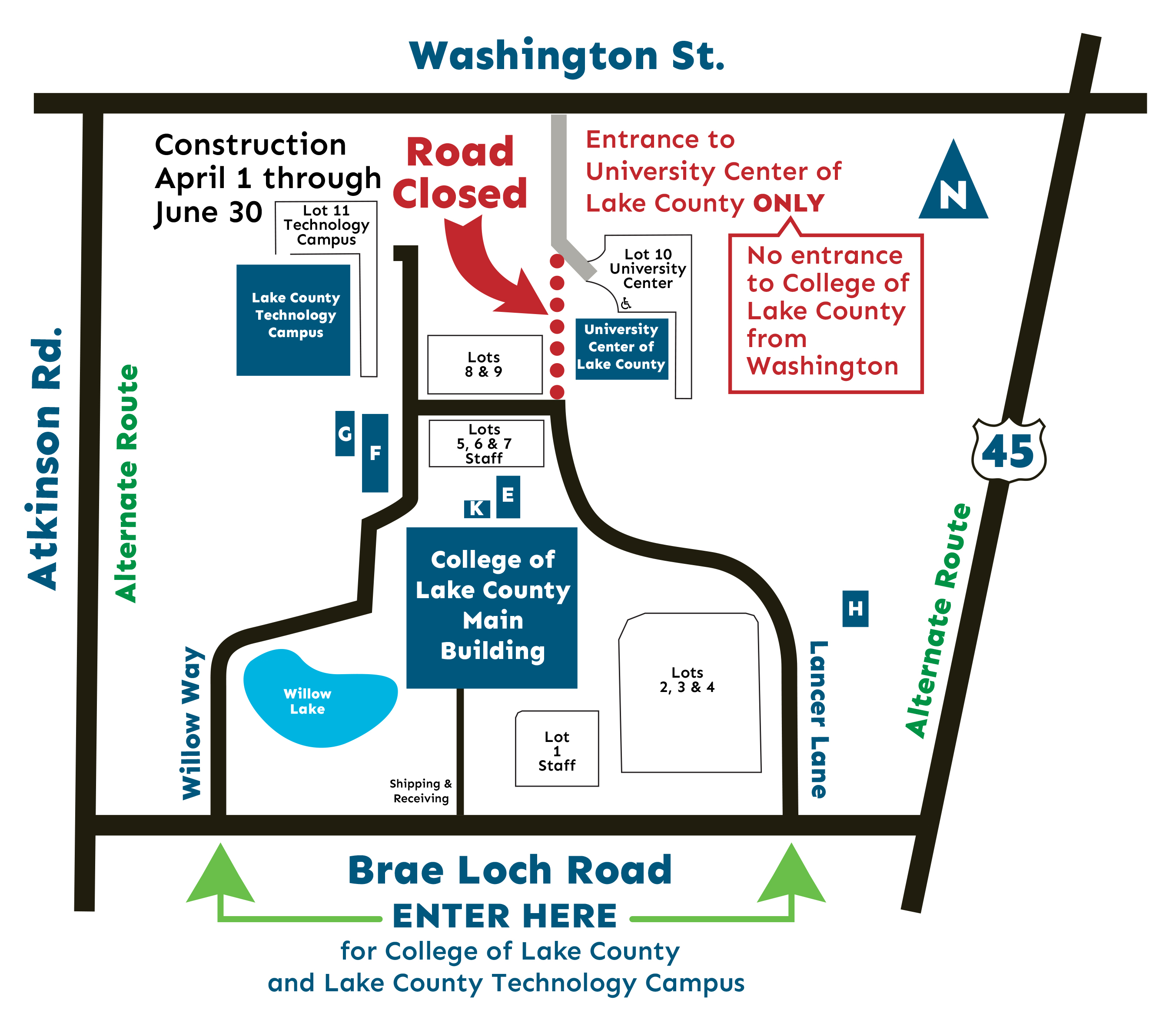 A map of the detours during the construction