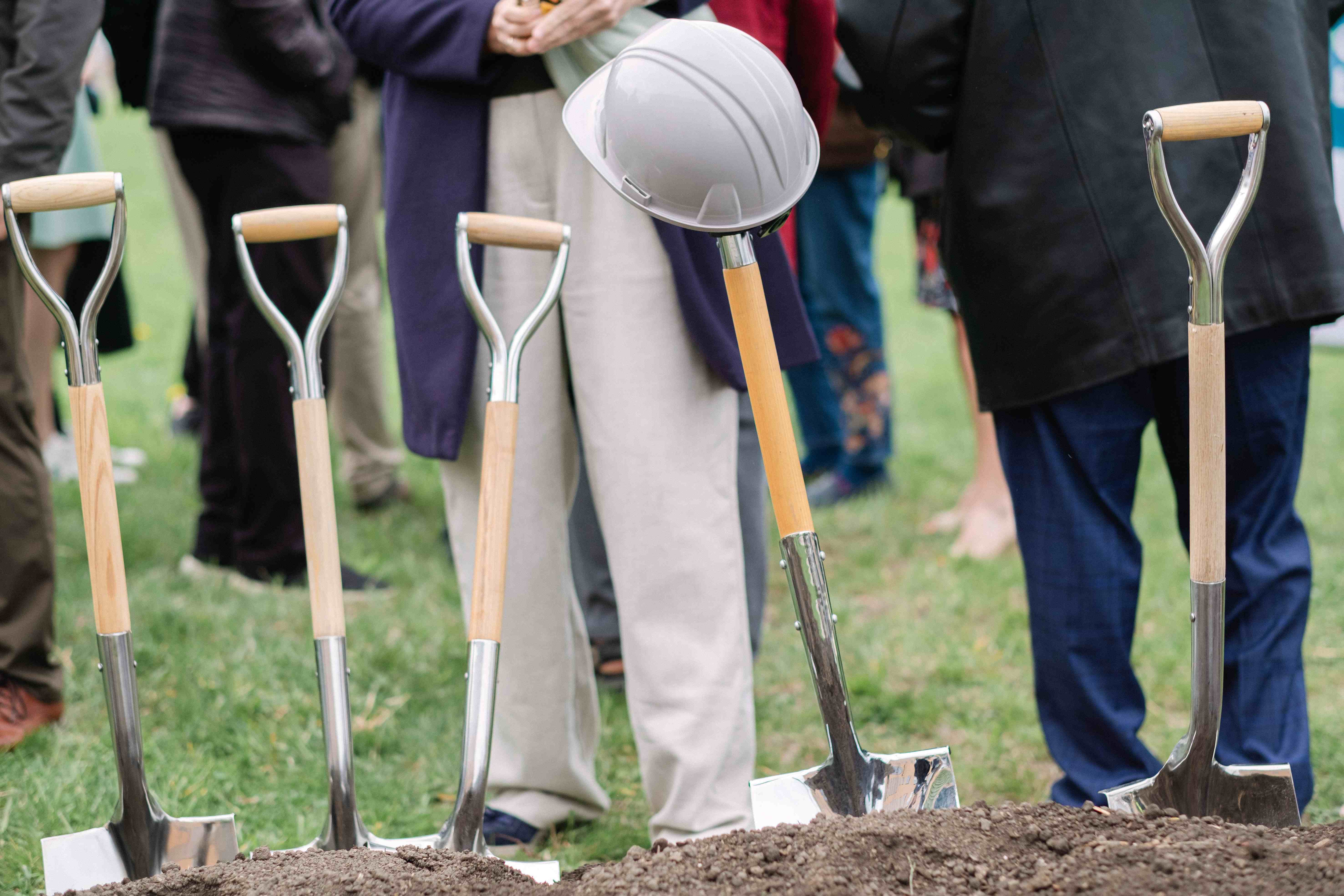 Shovels at the urban farm groundbreaking