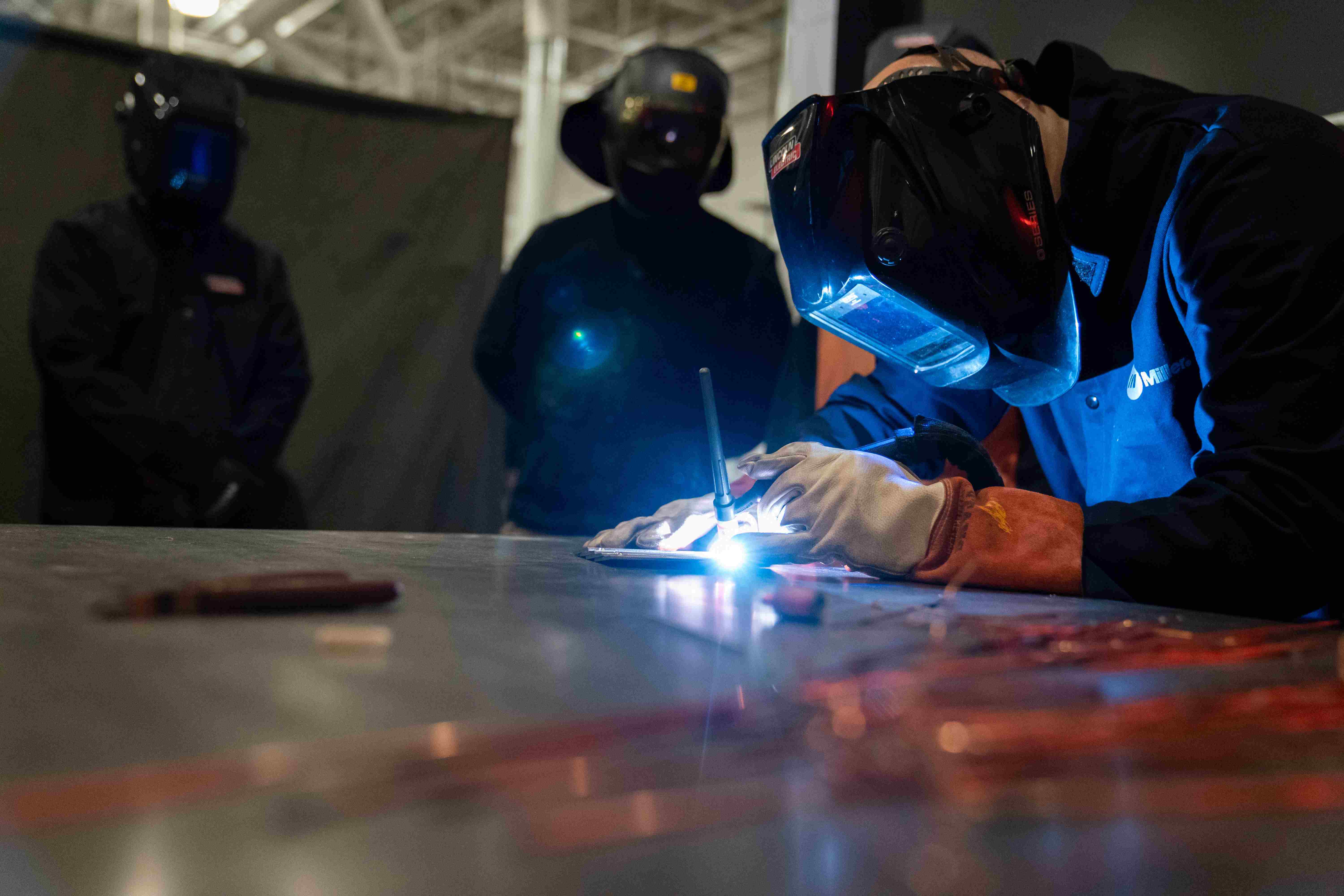 A student welding