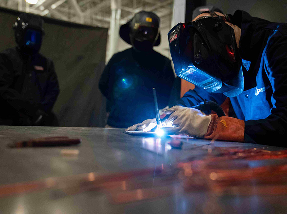 A student doing welding