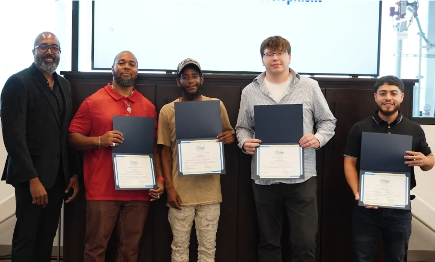 From left to right Lon Turner - Instructor Energy Auditing Udell Rogers - participant Christopher Berry - participant Mykhalio Perevalov - participant Justin Ortiz - participant