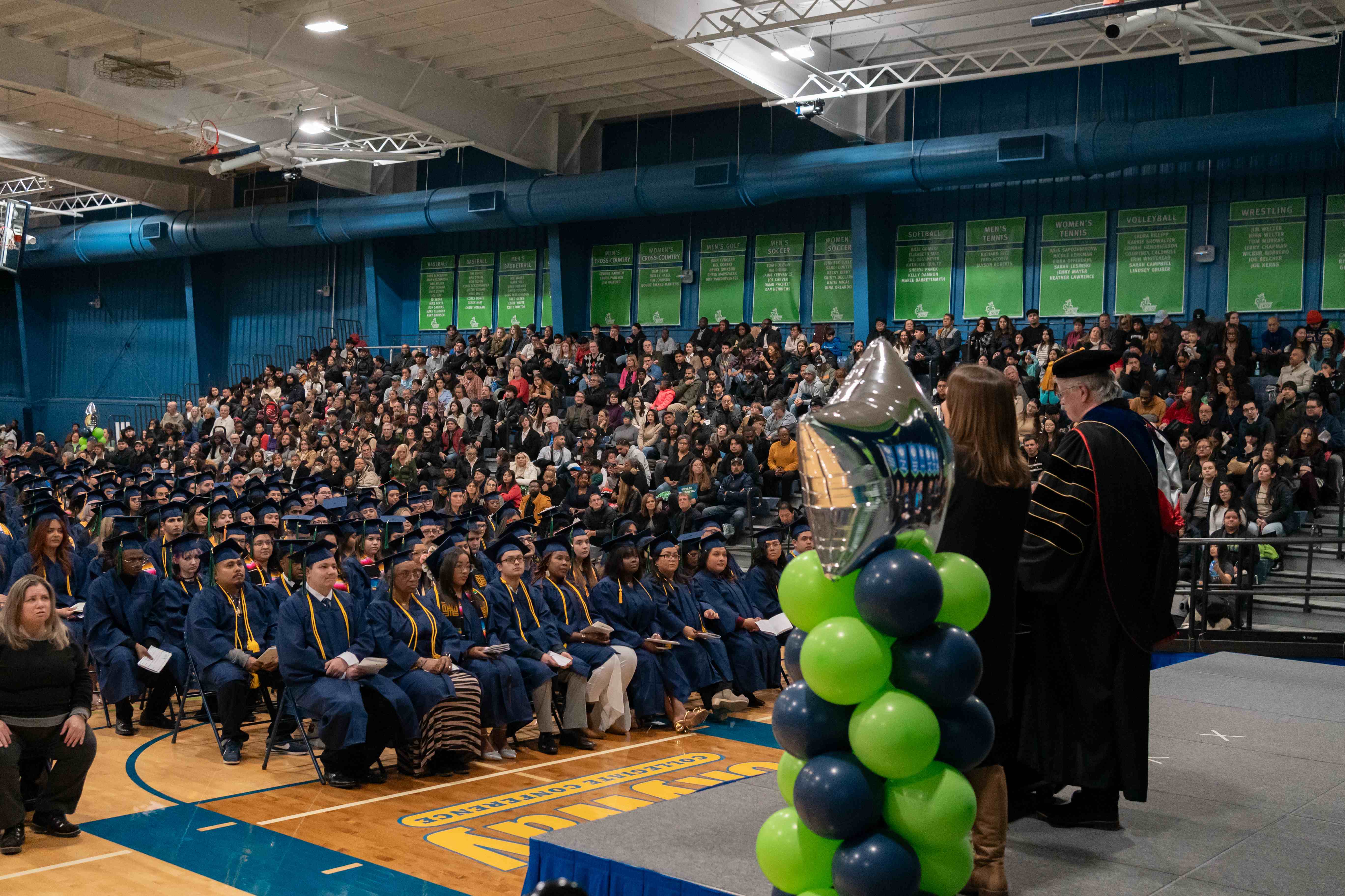 Photos of a crowd of graduates