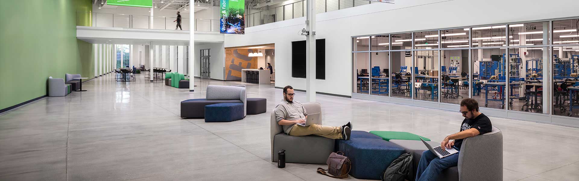 Students in the lobby of the Advanced Technology Center, Gurnee, IL