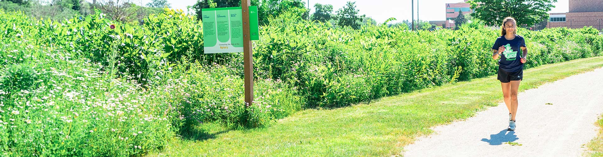 person walking on a gravel path