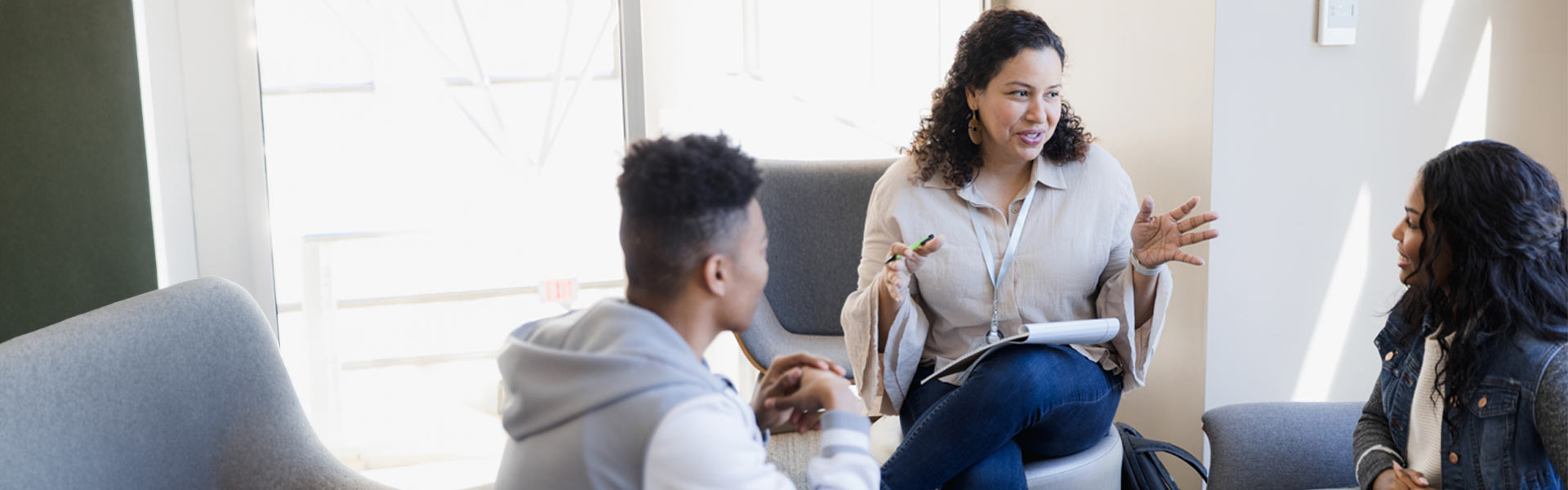 Conversation between three people