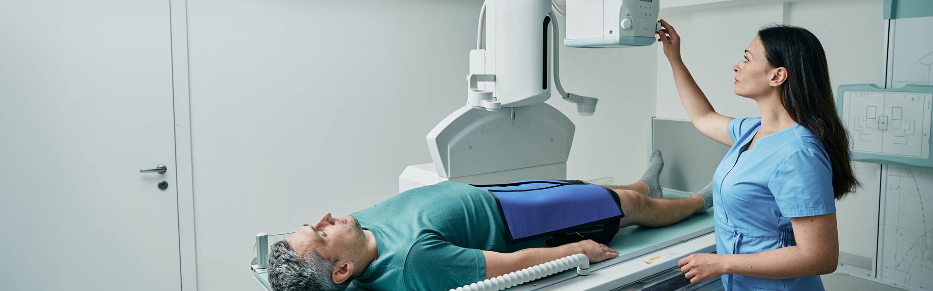 Nurse medical imaging a patient