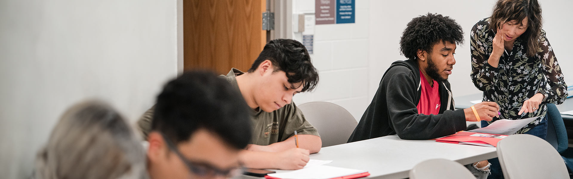 Students working in a classroom