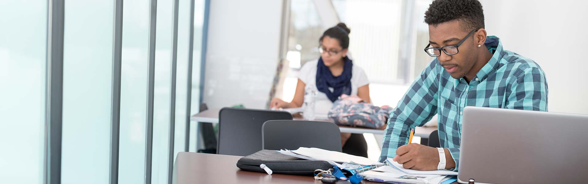 Student working on a laptop