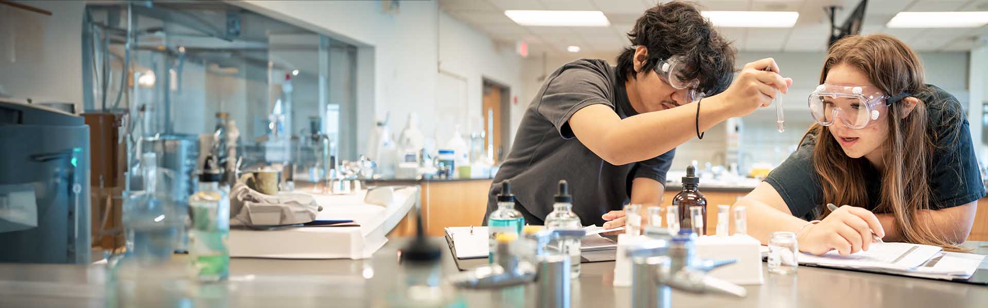 Students working in a science lab.