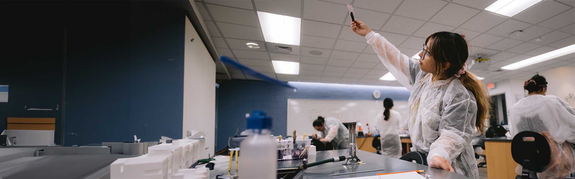 Students working in a science lab.