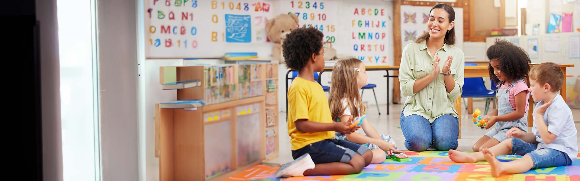 teacher with a group of children