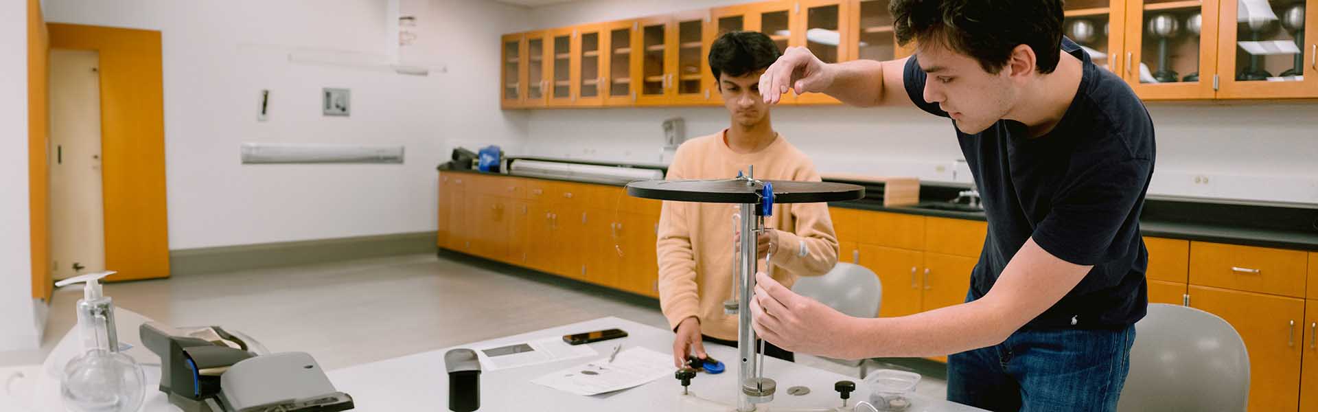 Students in a physics lab.