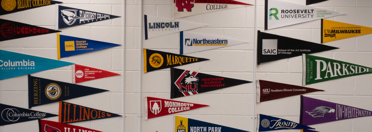 College pennants from transfer partners