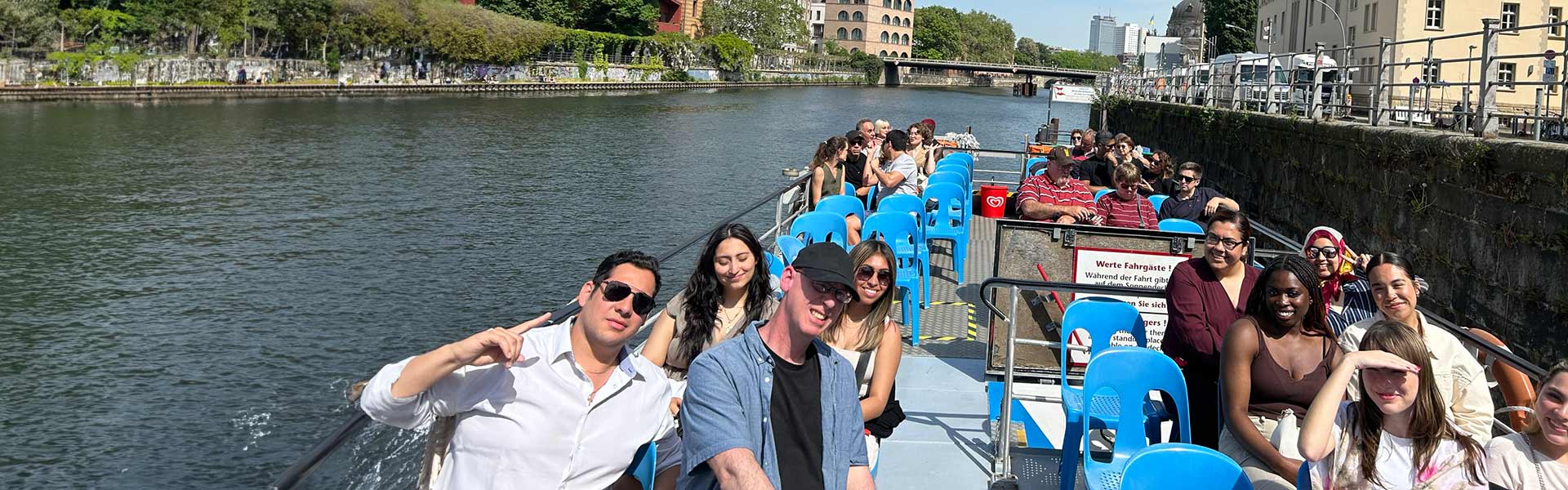 Students taking a boat tour in Germany