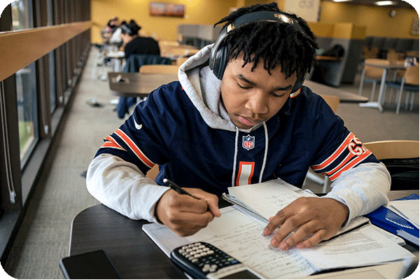 Student studying in Library