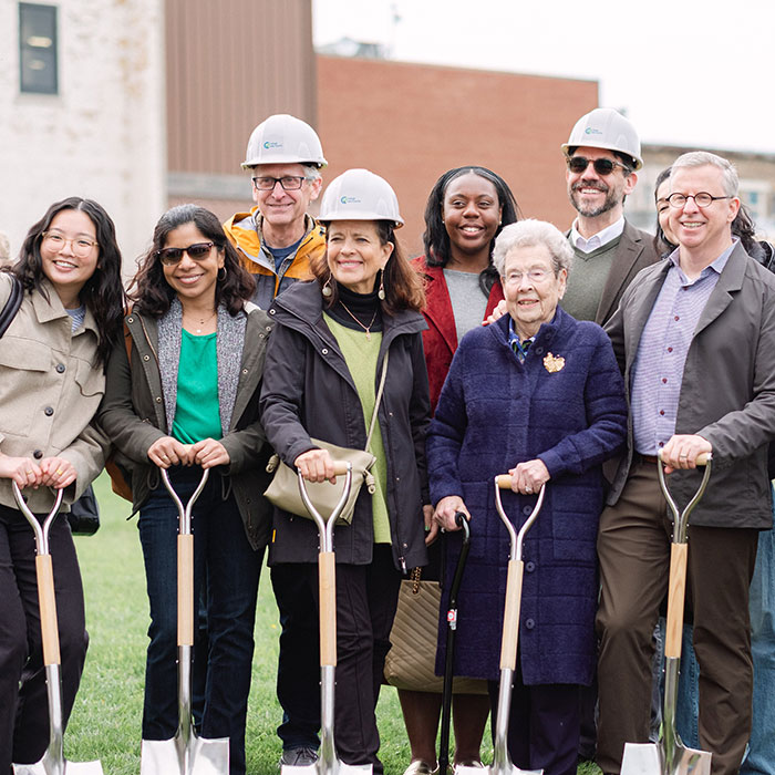 Community members at the Urban Farm Center groundbreaking
