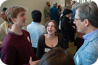 Scholarship recipients and donors talking at Brunch event