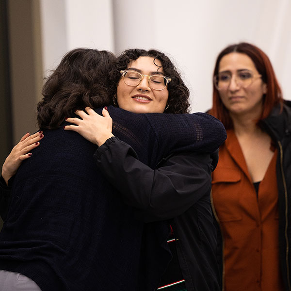Student getting a hug