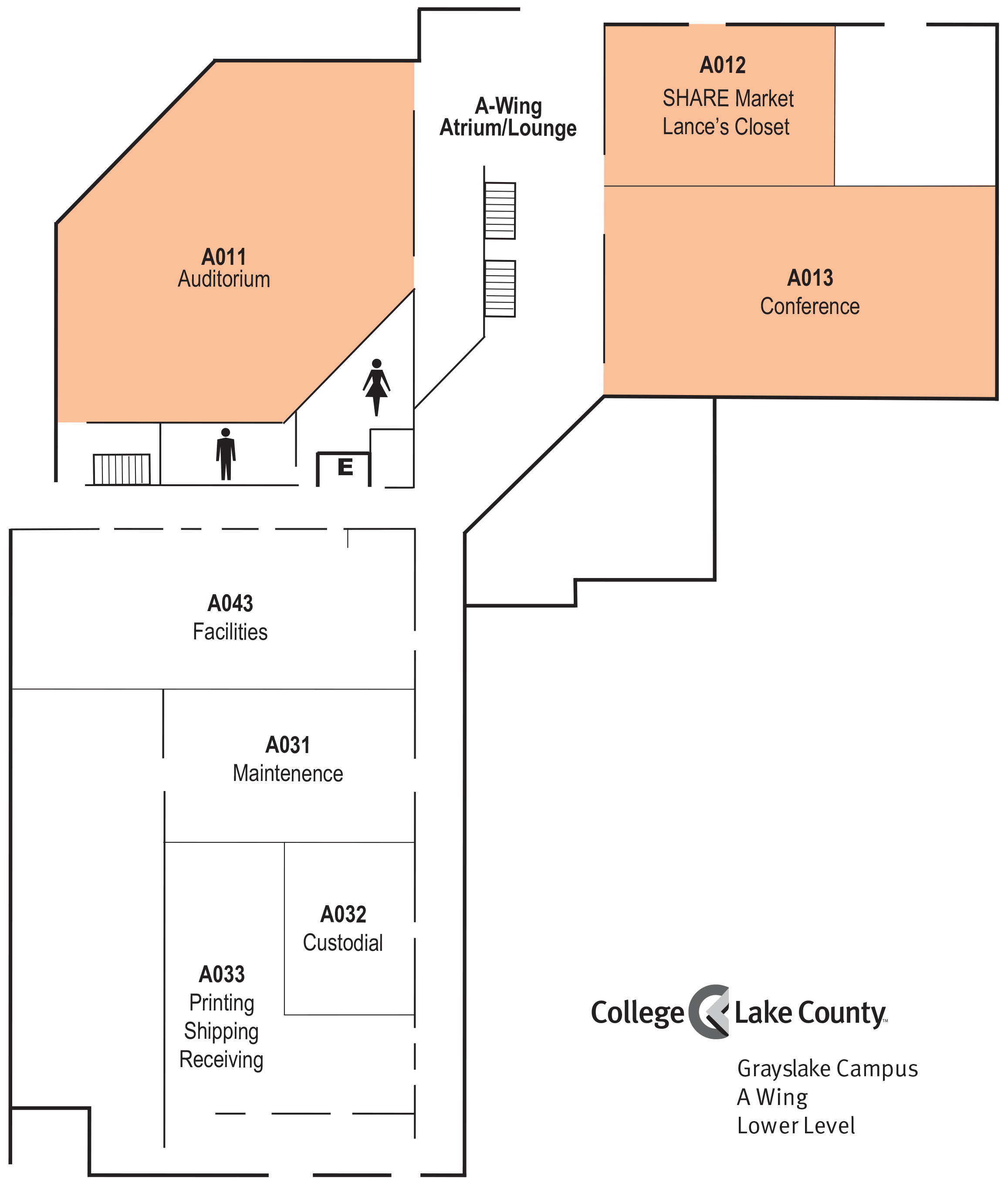 A Wing, Lower Level, Grayslake Campus
