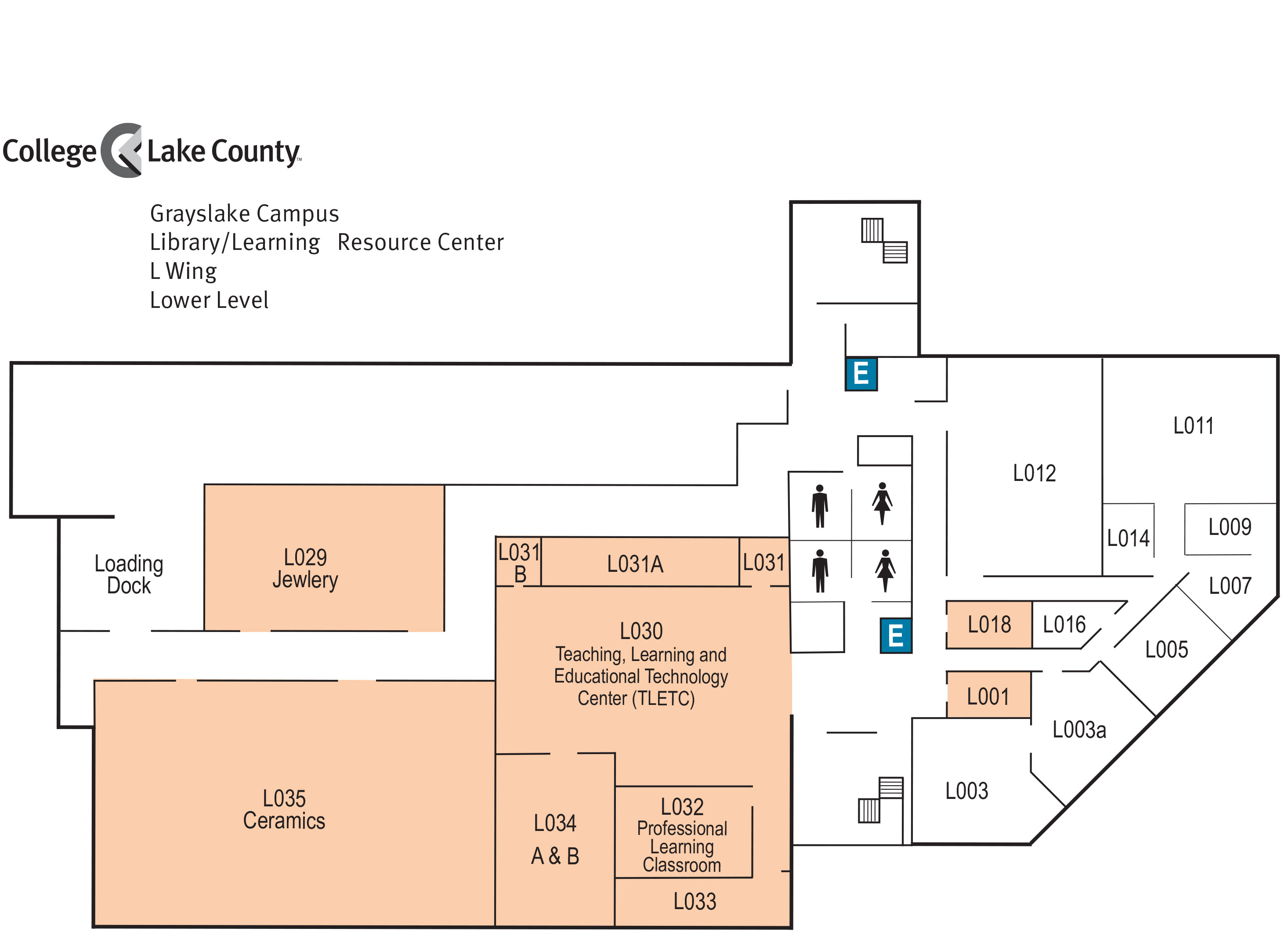 L Wing, Lower Level, Grayslake Campus