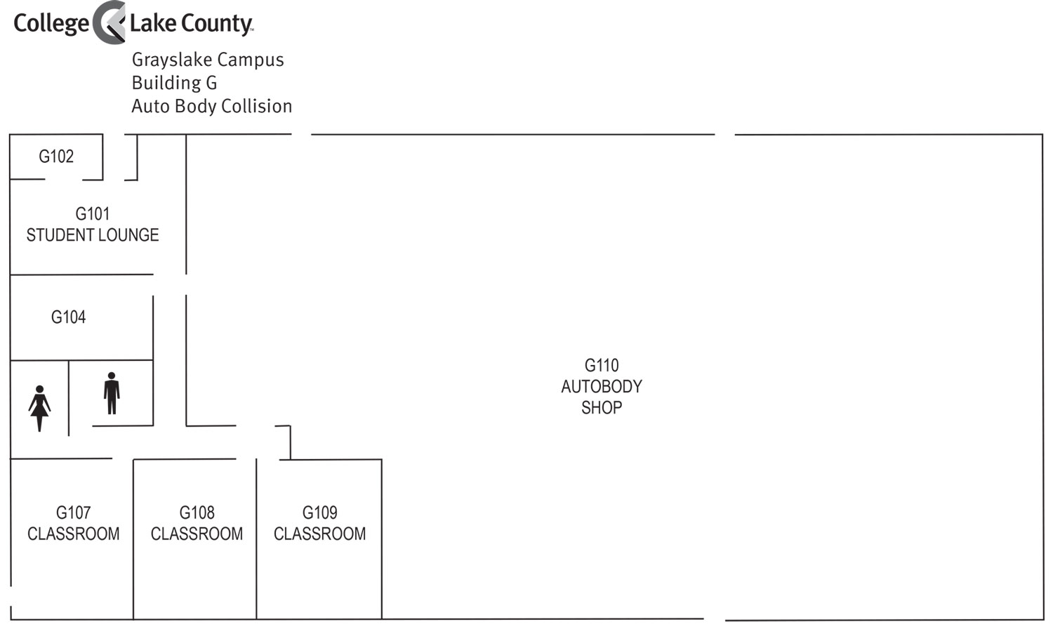 Floor plan of Building G, Grayslake Campus