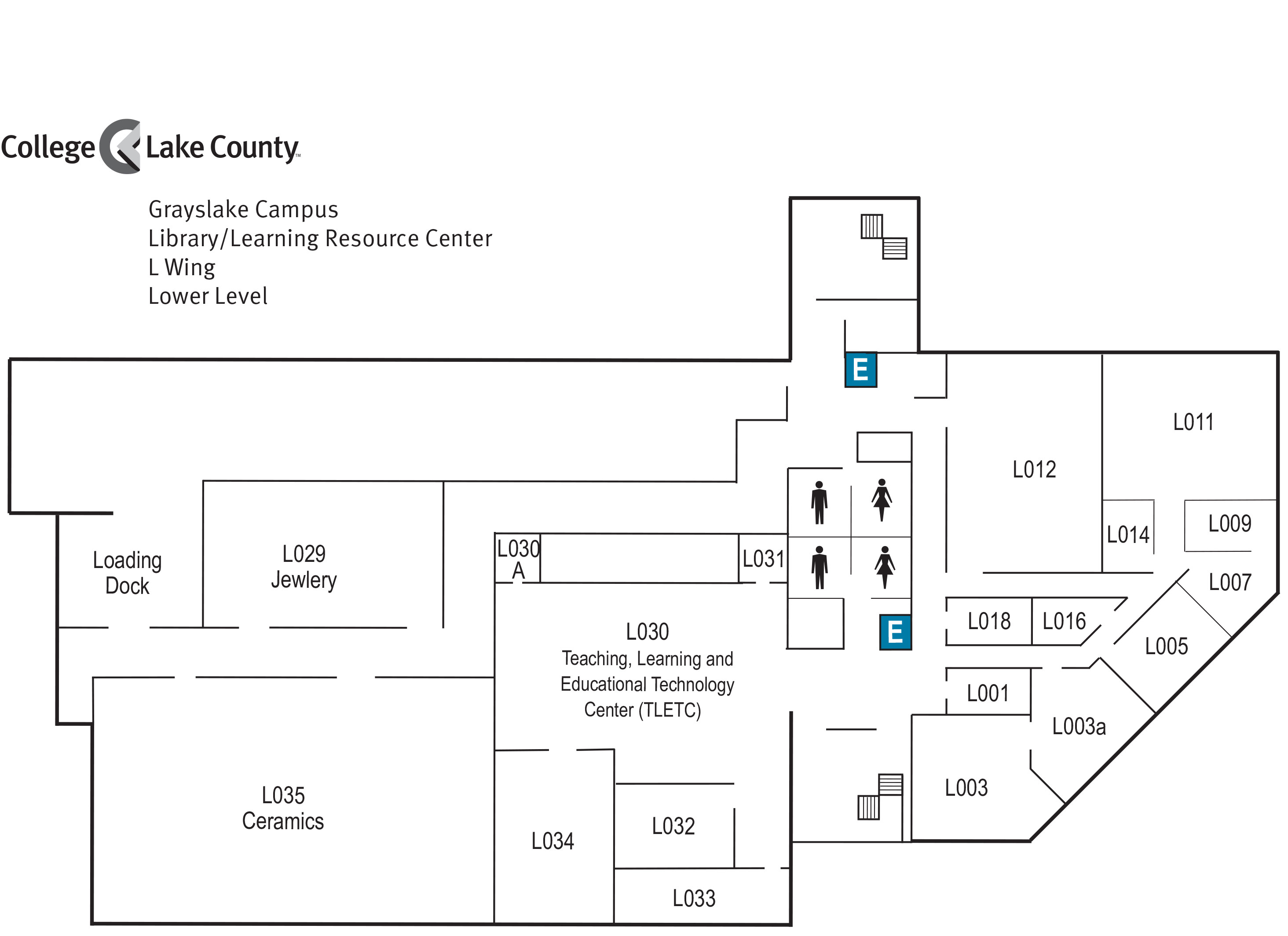 Map of L wing lower level, Grayslake Campus