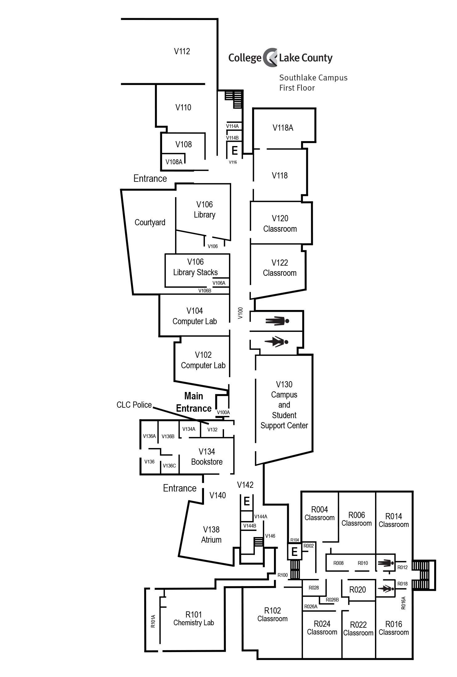 First floor map of Southlake Campus, Vernon Hills, IL