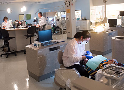 A view inside the Dental Hygiene Clinic at Lakeshore Campus