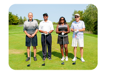 Four golfers at golf classic event