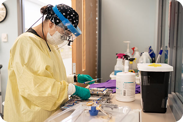 Student working in a lab