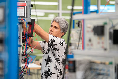 Student practicing skills in Industrial Technology Lab