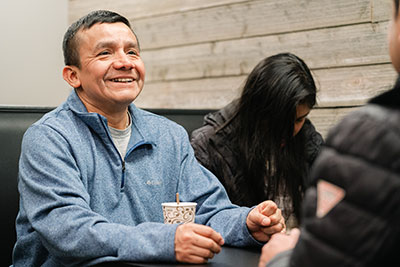Smiling adult student