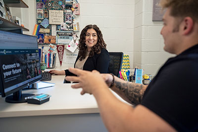 Student getting help from an advisor