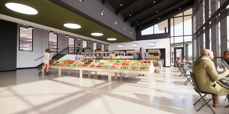 Rendering of the Urban Farm Center store, Waukegan