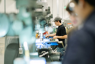 Student training on machinery