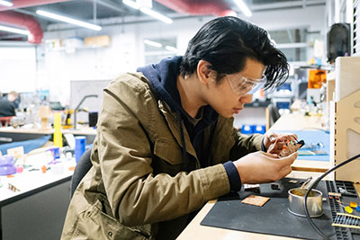 Student working on electrical technology