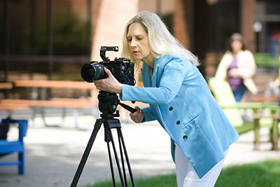 Suzanne Genc, physicist and filmmaker, at CLC Grayslake Campus
