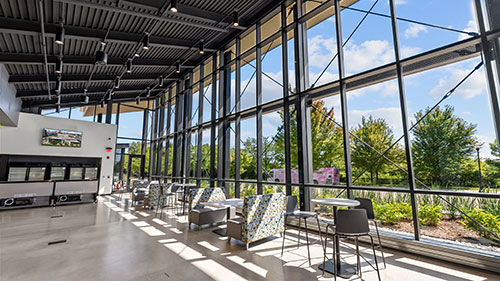 Interior seating in the Urban Farm Center, College of Lake County, Waukegan, IL