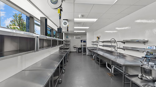 Interior food prep area in the Urban Farm Center, College of Lake County, Waukegan, IL