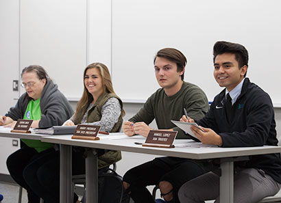 Student government representatives at a meeting